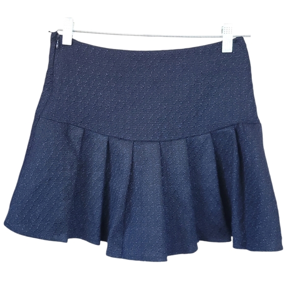 Cider M Elegant Lady Navy Tweed Pleated Mini Skort Parisian Preppy - Picture 2 of 11